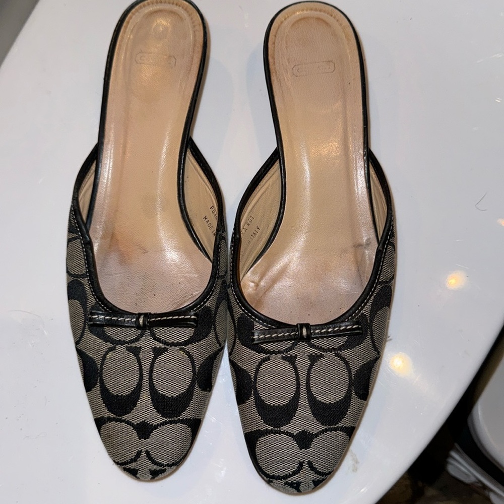 Coach Black and Tan Mules